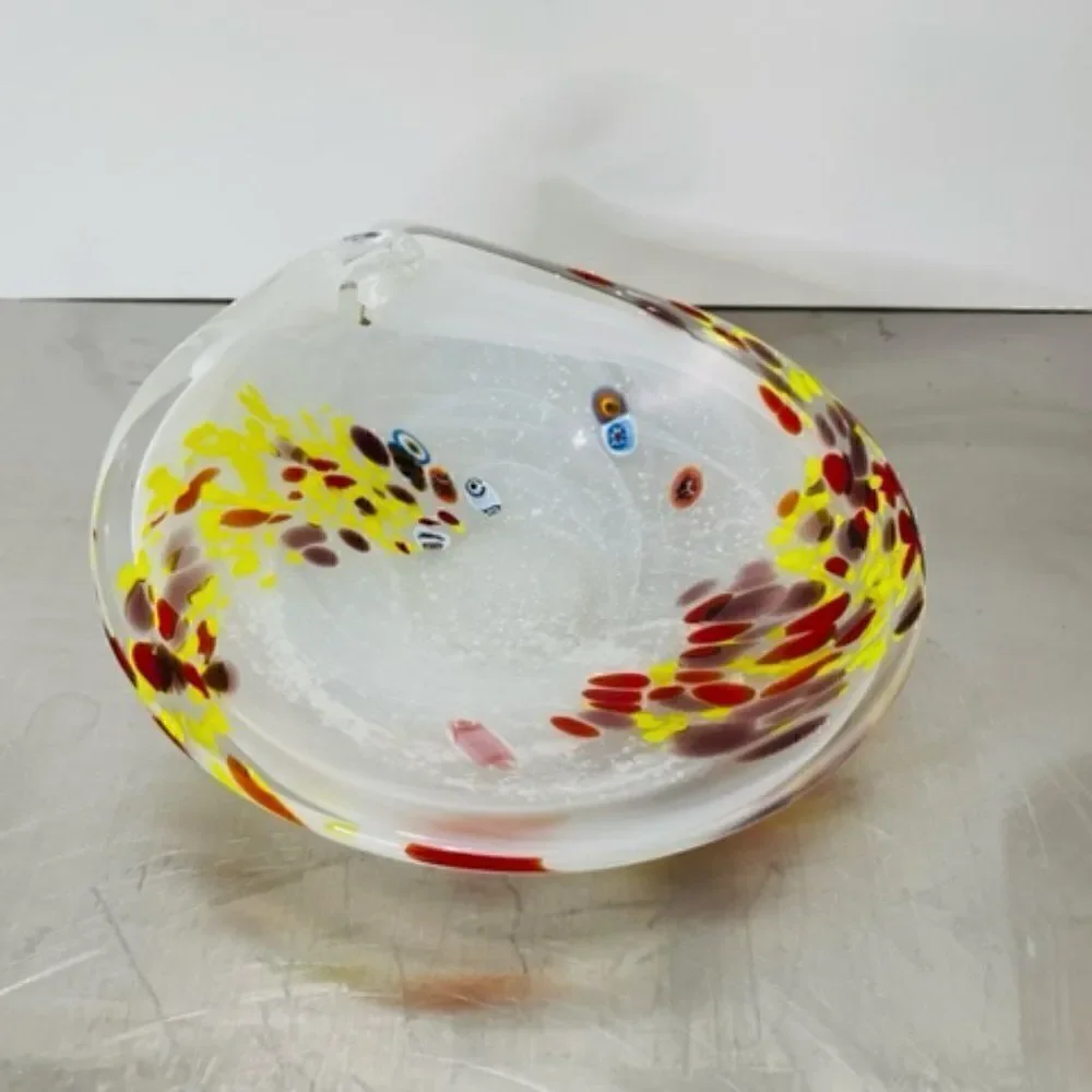 Murano Style Millefiori Clear Swirl Yellow Red White Twist End 7.25